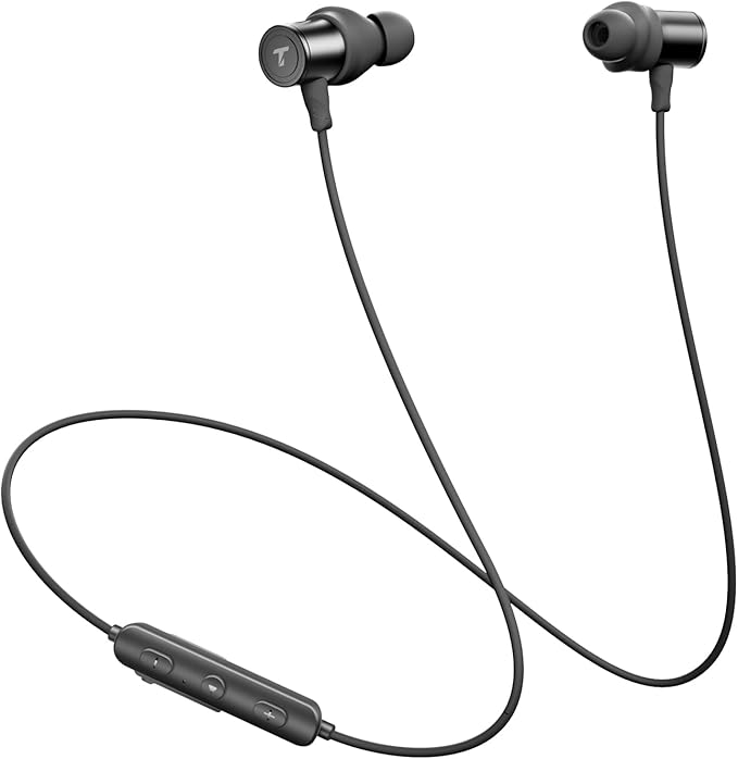 Neckband sport headphones with earbuds and control module